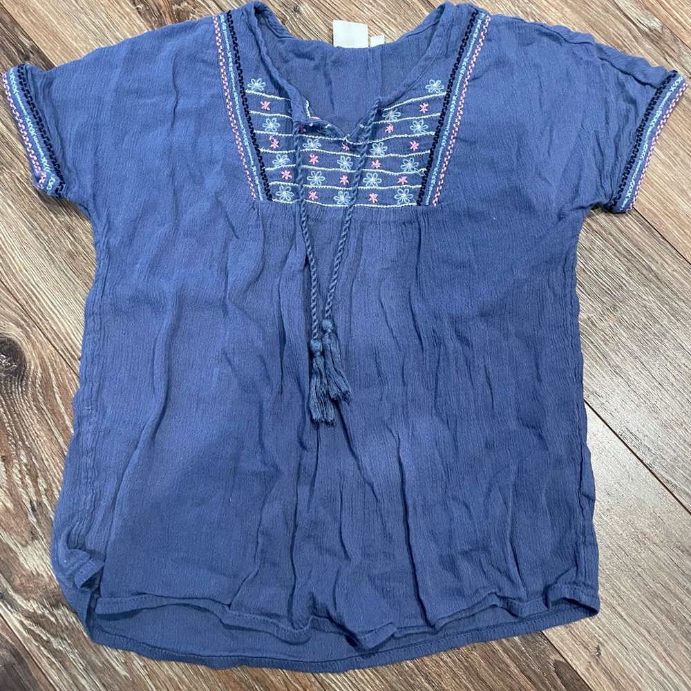 Girls Mudd Blue Textured Boho Top